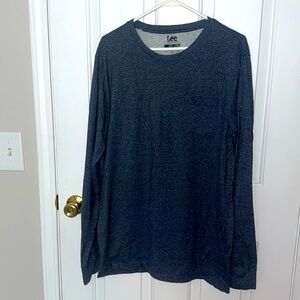 Lee Blue-Grey Long Sleeve Tee with Classic Crew Neck